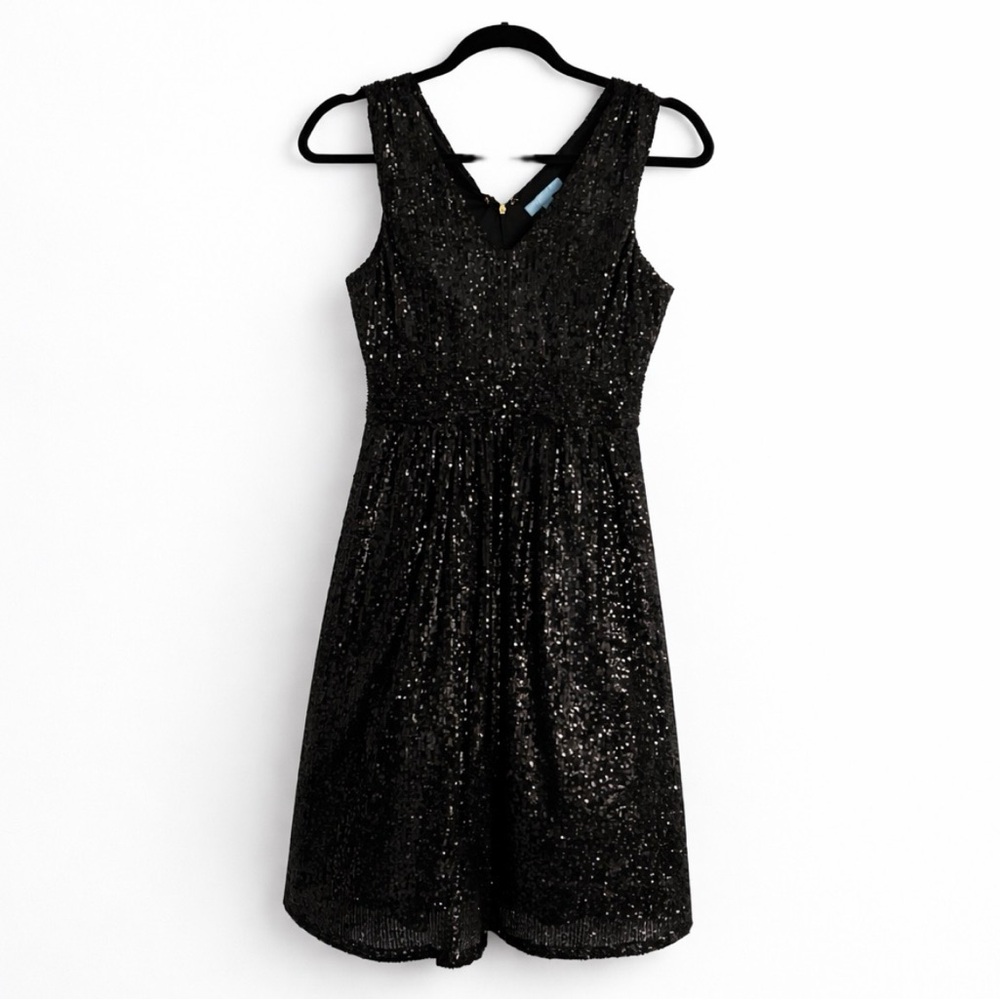 Draper James Black Sequin Midi Dress Women’s Size 6